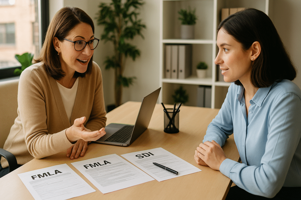 HR manager explaining mandatory benefits